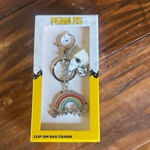 Peanuts Snoopy Multicolor Rainbow Clip on Bag Charm/Keychain